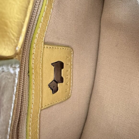 RADLEY STUNNING WOVEN CONTRAST YELLOW LEATHER GREEN STITCH TRIM TOP HANDLE TOTE - Picture 11 of 12